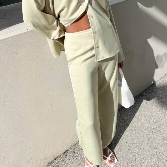 OAK + FORT Pants - Oak & Fort Straight Satin Pant